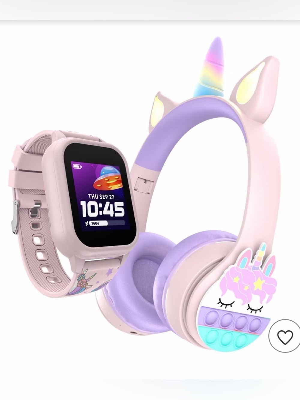 Kids Unicorn Headphones and Smartwatch Set - Pink & Purple